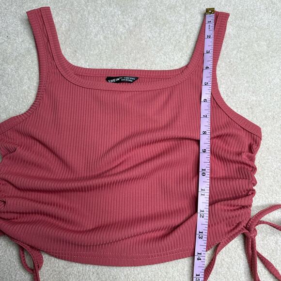 SHEIN Pink Sleeveless Ruched Crop Tank Top - Picture 4 of 7